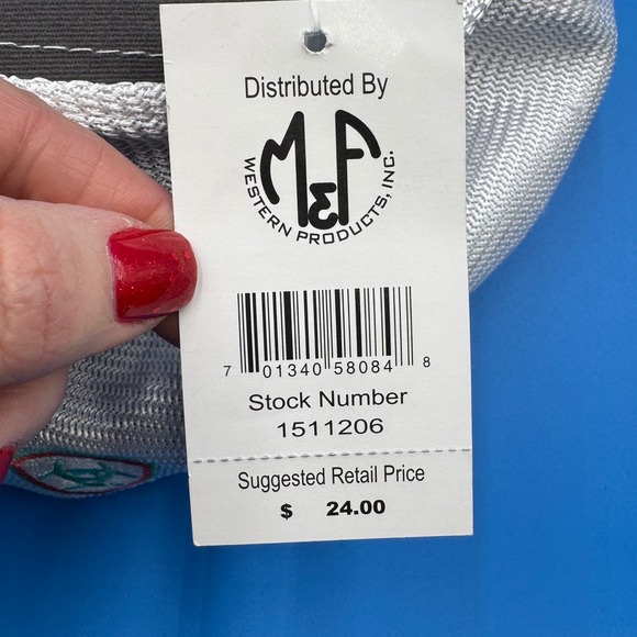 Ariat Trucker Hat Grey Turquoise Aztec Southwestern Logo Mesh Back Snapback - Picture 9 of 9